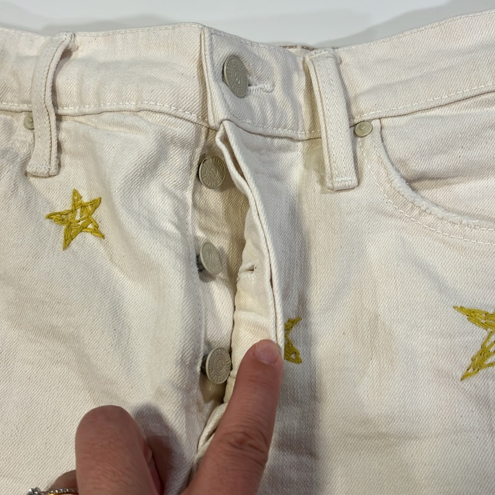 MOTHER - white denim short, 27, Yellow Star‎ Embroidery - Picture 9 of 9